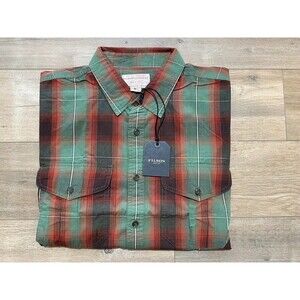 Filson Feather Cloth Mens L Short Sleeve Button Up Plaid Shirt Lightweight